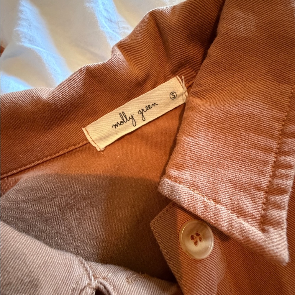 Washed Rust Button-Front Romper - Picture 2 of 3